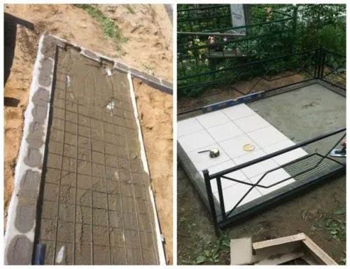 установка плитки на кладбище